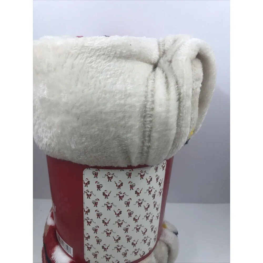 Holiday Time All Over Santas  Plush Throw 50 In X 60 In